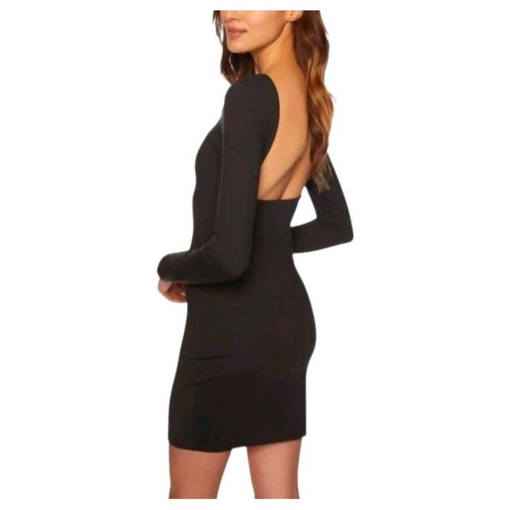 Susana Monaco Boatneck Low Back Mini Dress Womens XL Black Bodycon LBD Stretch